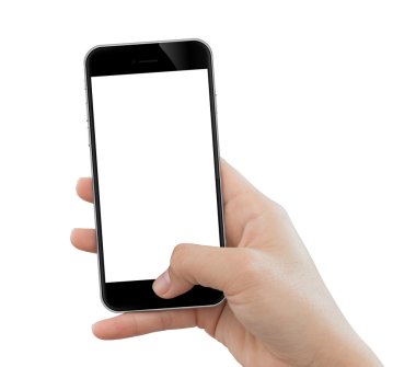 closeup el telefon mobil beyaz arka plan üzerinde izole kullanın