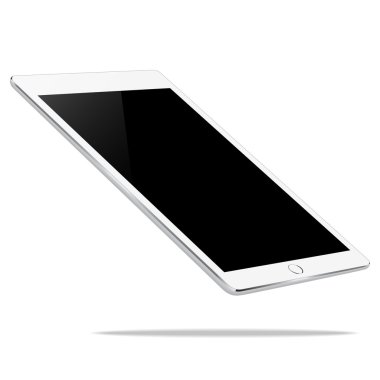 Beyaz vektör tasarımı üzerinde izole beyaz tablet perspektif görünümü kadar alay
