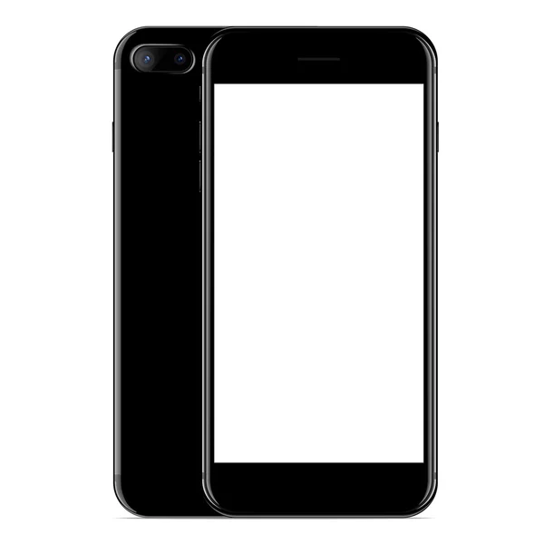 Vektor, mockup telepon depan dan sisi tampilan warna hitam di latar belakang putih - Stok Vektor