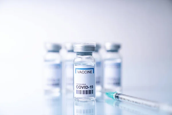 Närbild Vaccin Koronavirus Användning Injektion — Stockfoto