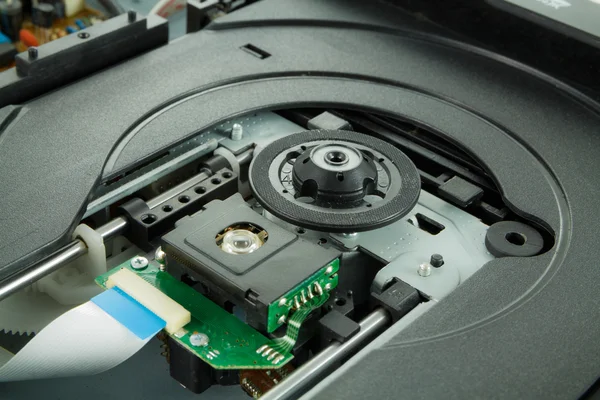 Inside cd player with senser and chipset — Stock Photo, Image