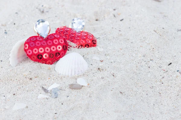 Heart love on the beach, love — Stock Photo, Image