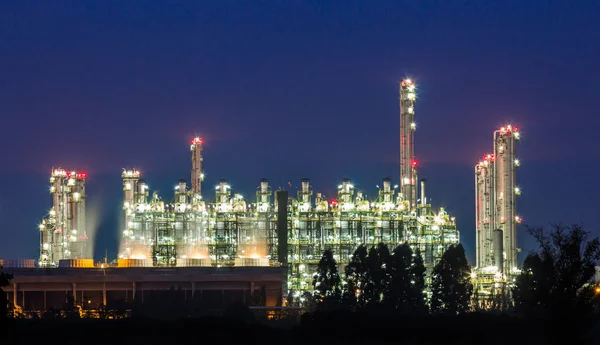 Oil refinery on night — Stock Photo, Image