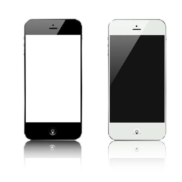 Smartphone noir et blanc avec conception vectorielle bouton idée lampe — Image vectorielle