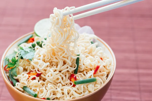 Noodle with pepers spice in bowl asia culture food — Stock Photo, Image