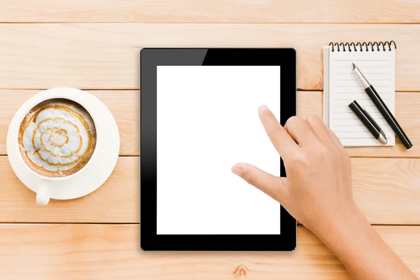 タブレットの画面表示を使用してクローズ アップ手 — ストック写真