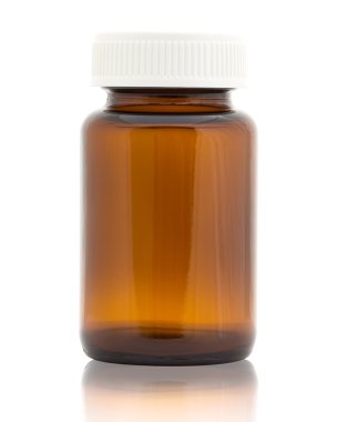 Beyaz arka plan üzerinde izole tıp şişe