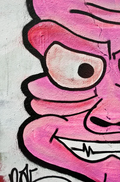 Closeup of graffiti of pink monster — Stock Photo, Image