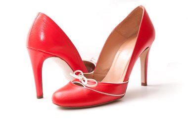 tatlı beyaz zemin üzerine kırmızı stilettos Ayakkabı