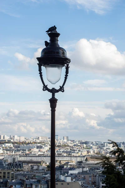 Gros Plan Lampadaire Sur Les Toits Paris Depuis Quartier Montmartre — Photo