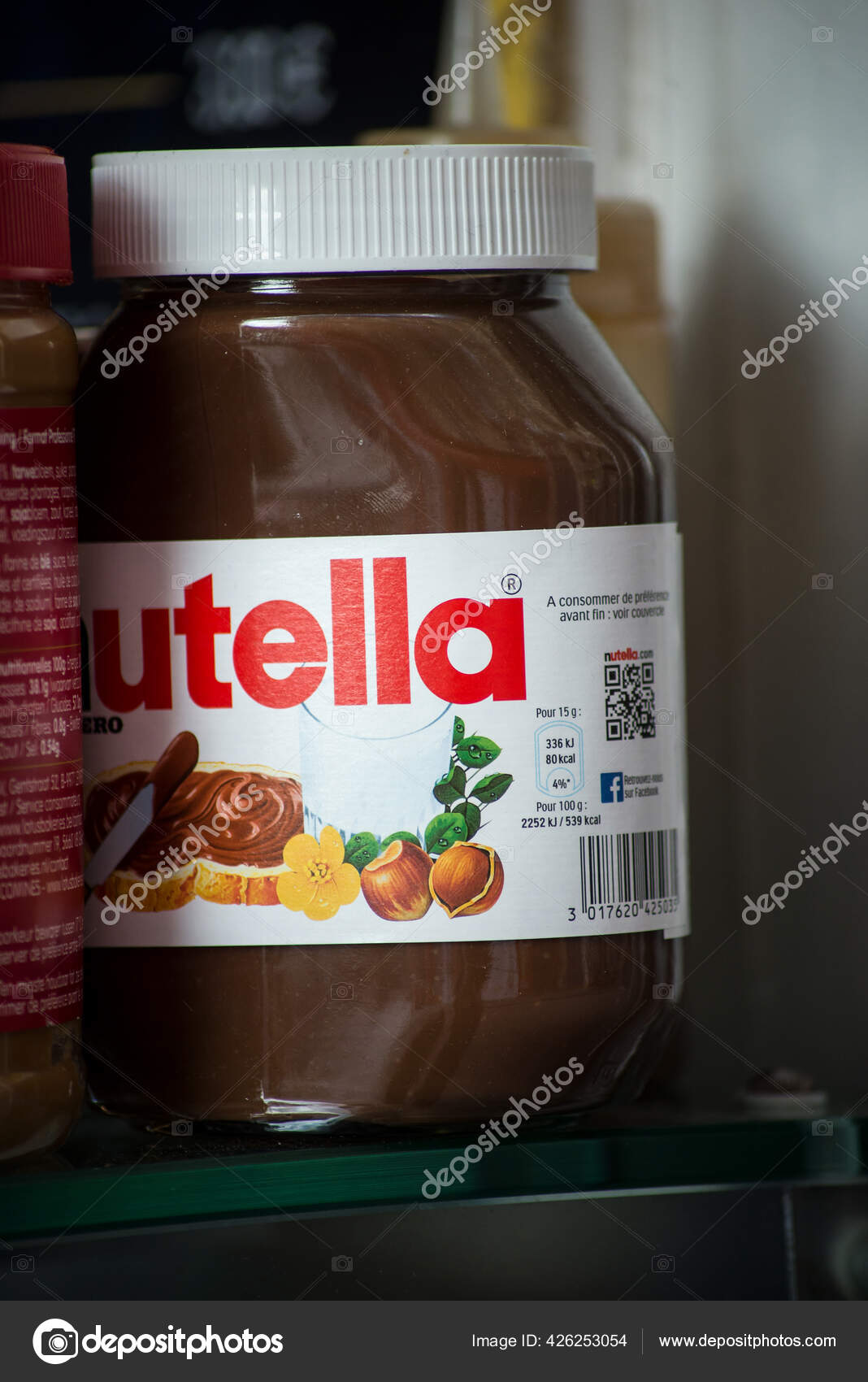 Mulhouse France December 2018 Closeup Mini Nutella Container White