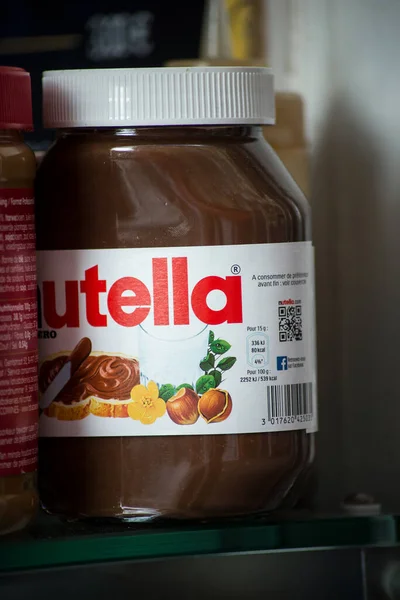 Paris Prancis Oktober 2020 Closeup Nutella Jar Krim Cokelat Oleh — Stok Foto