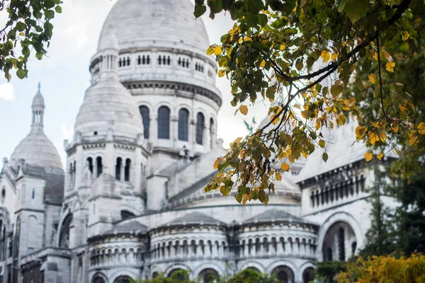 Bakre Över Den Berömda Heliga Hjärtat Basilika Montmartre Kulle Paris — Stockfoto