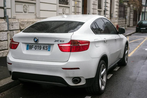 Mulhouse France December 2020 Rear View White Bmw Suv Parked — Stock Photo, Image