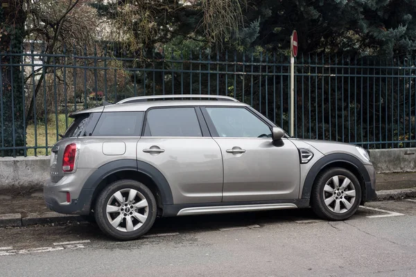 Mulhouse Frankrijk December 2020 Profiel Weergave Van Grijze Mini Cooper — Stockfoto