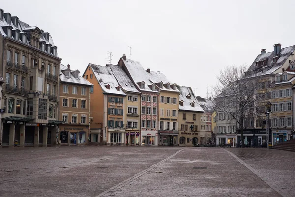 Mulhouse Frankreich Januar 2021 Blick Auf Den Verschneiten Hauptort — Stockfoto
