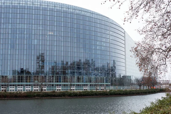 Štrasburk Francie Ledna 2021 Zadní Pohled Slavný Evropský Parlament Hranicích — Stock fotografie