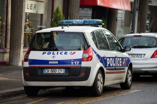 Mulhouse Francia Enero 2021 Vista Trasera Del Coche Policía Nacional —  Fotos de Stock