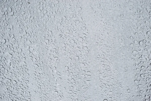 Closeup Rain Drops Window Grey Sky Background — Stock Photo, Image