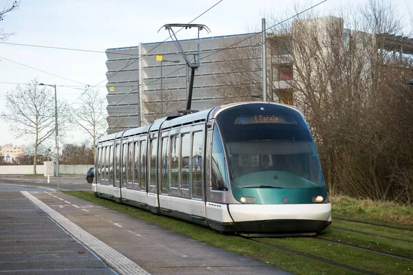 Strasburg Francja Lutego 2021 Widok Słynną Tramwaj Elektryczny Mieście — Zdjęcie stockowe