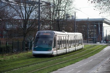 Strasbourg - Fransa - 5 Şubat 2021 - Şehrin ünlü tramvayı