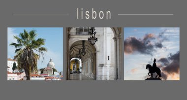 Lizbon Portekiz 'in çeşitli bakış açılarının kolajı
