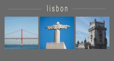 Lizbon Portekiz 'in çeşitli bakış açılarının kolajı