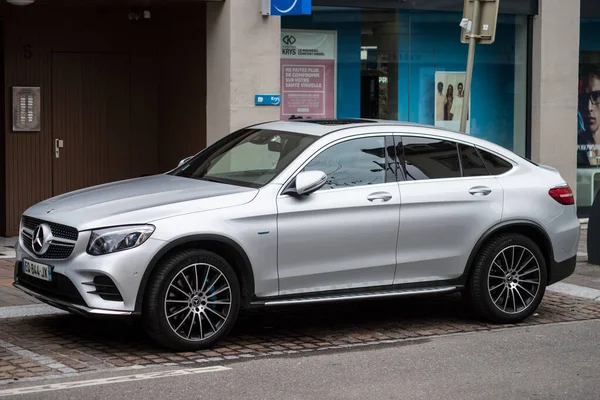 Mulhouse Γαλλία Απριλίου 2021 Προφίλ Άποψη Του Γκρι Mercedes Glc — Φωτογραφία Αρχείου