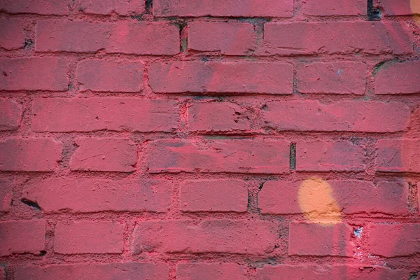 Zbliżenie Ściany Cegły Malowane Czerwono — Zdjęcie stockowe