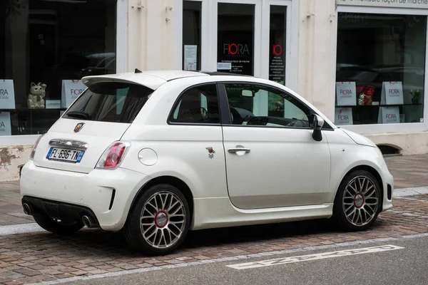 Mulhouse France Mai 2021 Vue Arrière Blanc Abarth 595 Voiture — Photo