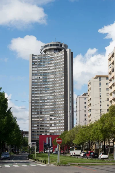 Mulhouse França Maio 2021 Vista Famosa Torre Europeia Sobre Fundo — Fotografia de Stock