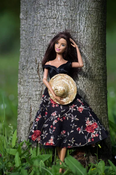 Mulhouse Francia Mayo 2021 Retrato Una Muñeca Barbie Morena Con —  Fotos de Stock