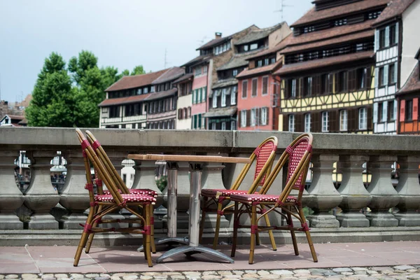 Closeup Retro Terrasse Restaurant Street Strasbourg France — Stock Photo, Image