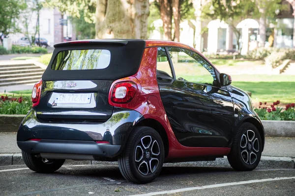 Mulhouse France March 2021 Rear View Black Red Smart Micro — Zdjęcie stockowe