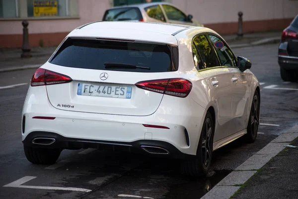 Mulhouse France June 2021 Rear View White Mercedes A180 Parked — 图库照片