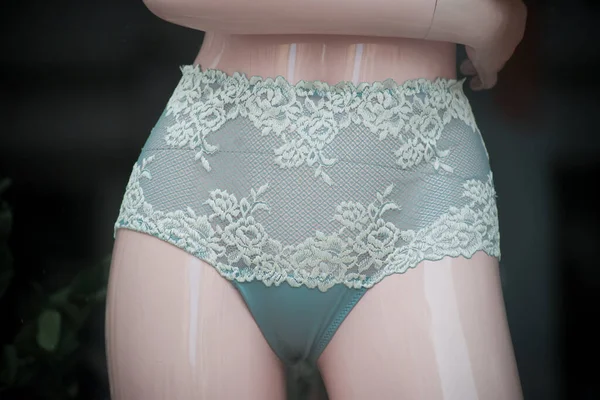 Closeup Green Panty Mannequin Fashion Store Showroom — Stock Photo, Image