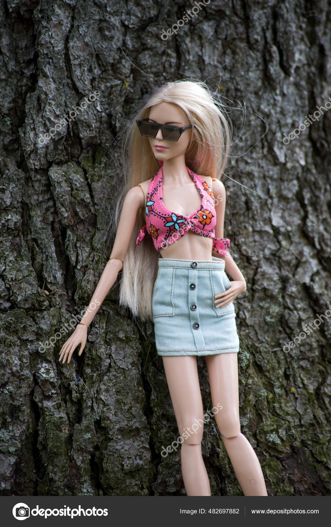 Mulhouse France July 2021 Portrait Blond Barbie Dolls Wearing