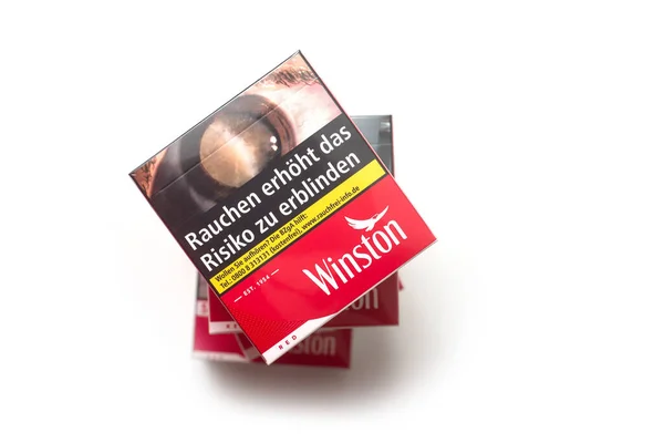 Mulhouse France July 2021 Closeup Cigarettes Packaging Winston White Background Stock Photo