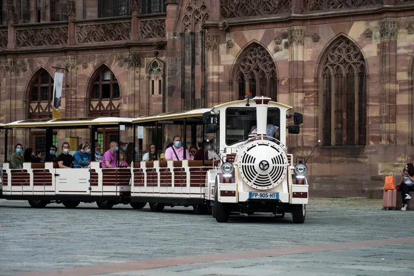 Strasbourg France Jully 2021 View Vintage Touristic Train Street — Stock Photo, Image