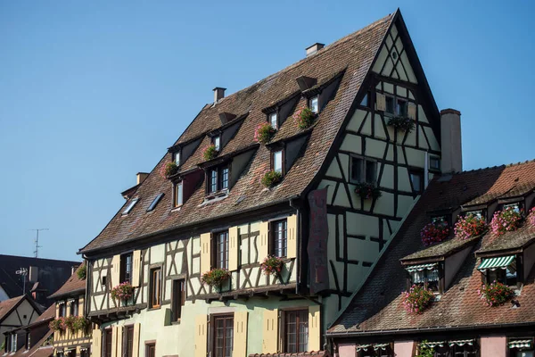 View Hotel Sign Medieval Building Face Street Colmar France — Stock Photo, Image