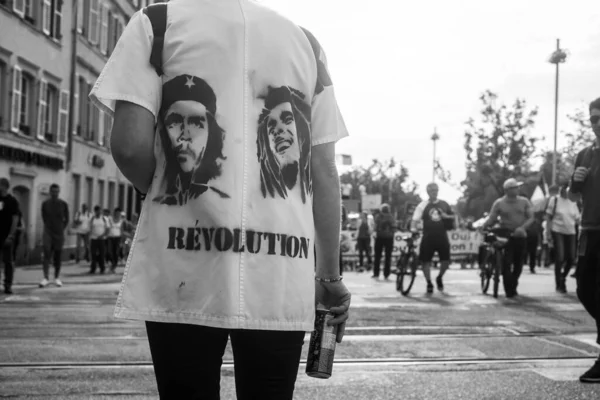 Strasbourg France Septembre 2021 Portrait Sur Dos Une Femme Manifestant — Photo