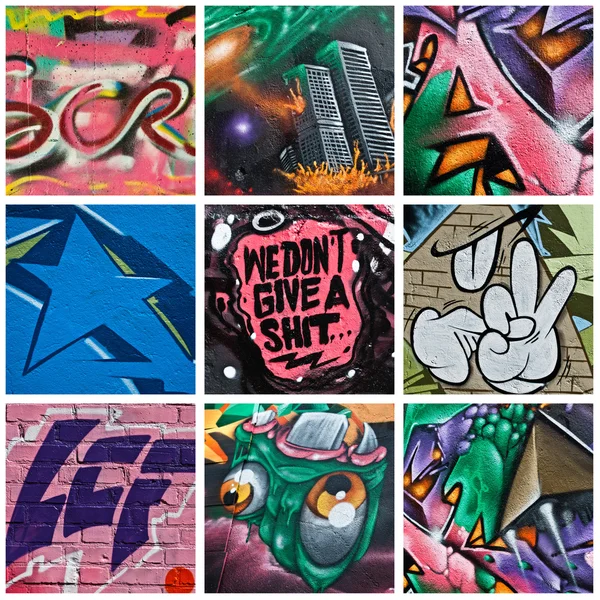 Kolaż różnych graffiti — Zdjęcie stockowe