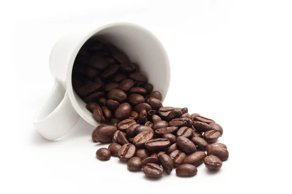 Xícara de café com conceito de feijão — Fotografia de Stock