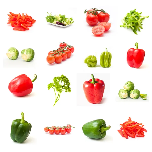 白い背景の上の野菜のコラージュ — ストック写真