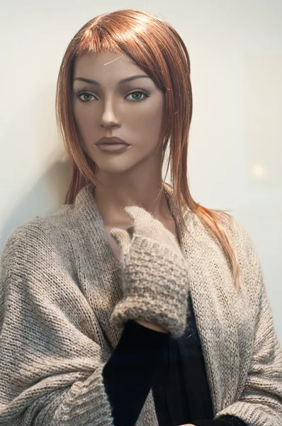 Skyltdocka vinter mode i en utställningslokal — Stockfoto