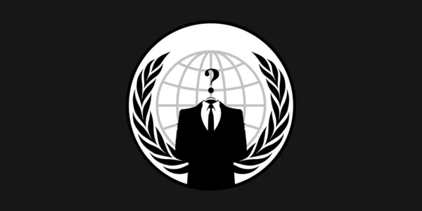 Paris - France - 26 January 2015 - Anonymous flag - symbol for the online hacktivist group Anonymous — Stock Photo, Image