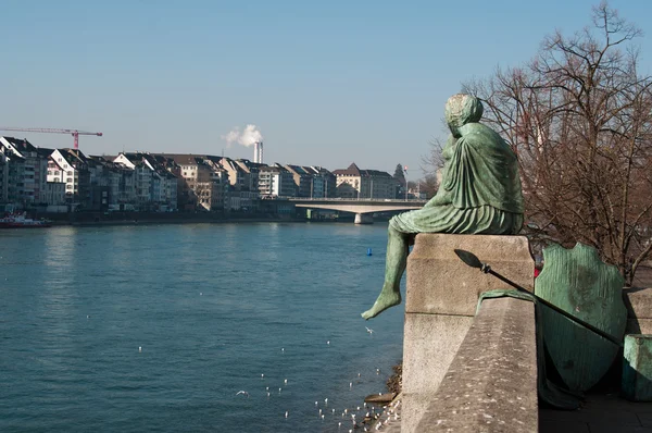 Rhine river in Basel in switzerland — Stock Photo, Image