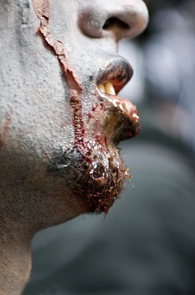 París, Francia - 16 de noviembre de 2010: Gente vestida de zombie desfila en una calle durante un paseo de zombies en París . — Foto de Stock