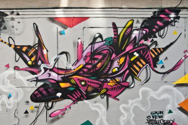 Mulhouse - Fransa - 22 Nisan 2015 - soyut grafiti