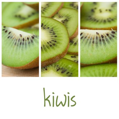 Kivi dilimleri closeup kolaj